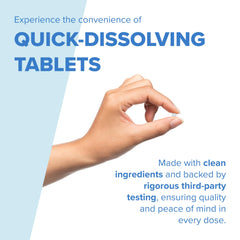 Close-up of Superior Source Biotin microlingual dissolving tablet for quick absorption