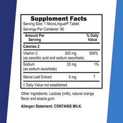 Superior Source Vitamin C 500 mg Tangy Orange Melts tablet closeup highlights microlingual delivery