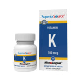 Superior Source Vitamin K 100 mcg bottle front showing dissolving tablets easy to take