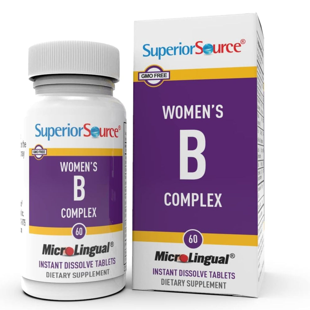 Superior Source Women’s B Complex tablets under the tongue for easy absorption.