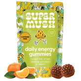 SuperMush Energy Gummies bottle front showing tangy bites for focused energy.