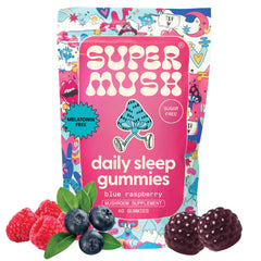 SuperMush Sleep Gummies bottle front for easy nightly use and relaxation.