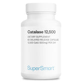 Supersmart Catalase 500mg bottle shown, highlighting a potent natural enzyme for daily vitality