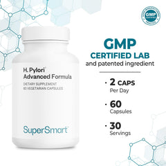 Supersmart H. Pylori Advanced Formula probiotic blend capsules highlight synergy