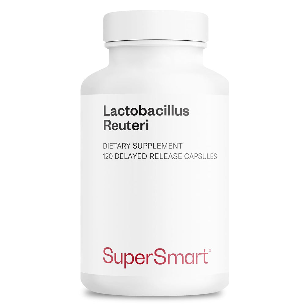 Supersmart Lactobacillus Reuteri 5B CFU bottle for daily gut balance and digestive comfort.