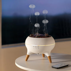 SUPNOVA Dynamic Jellyfish Diffuser in a calm bedroom with ambient fragrance
