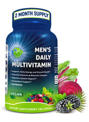 SUPPLEMENTS STUDIO Men’s Daily Multivitamin bottle front supports daily energy and focus.