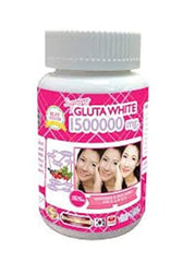 Supreme Gluta White bottle close-up, showcasing softgels for radiant skin support.