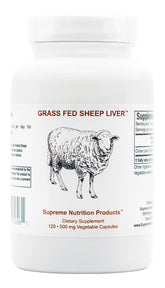 Supreme Nutrition Grass-Fed Sheep Liver capsules bottle for daily supplementation.