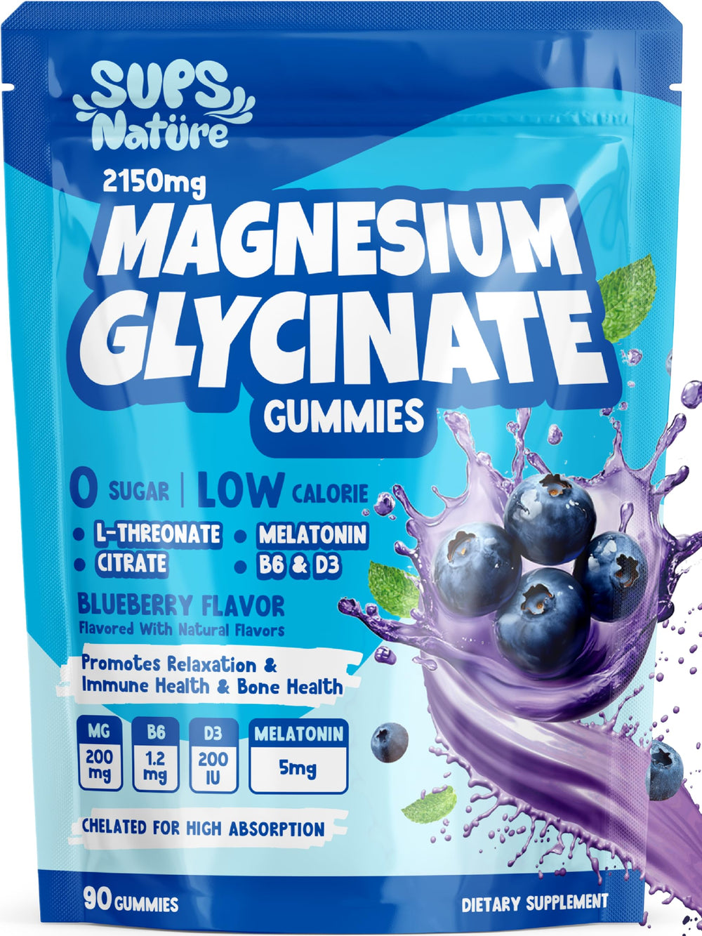 Sups Nature Magnesium Gummies Blueberry Bottle – convenient sleep support and relaxation