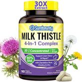 Surebounty milk thistle complex bottle with capsules, everyday wellness potential.