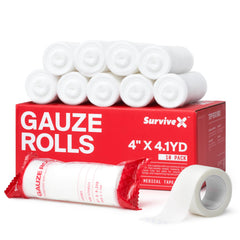 SurviveX 4-inch stretch gauze roll securely holds dressings during activity.