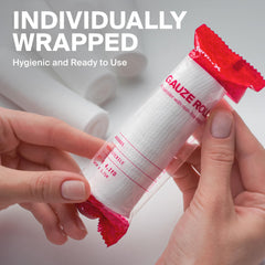 SurviveX individually wrapped gauze rolls ensure hygienic, convenient use.