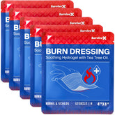SurviveX hydrogel burn dressings in sterile 4x4 inch packs for cooling relief