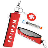 Suzamed EpiPen carry case front view in red for quick access