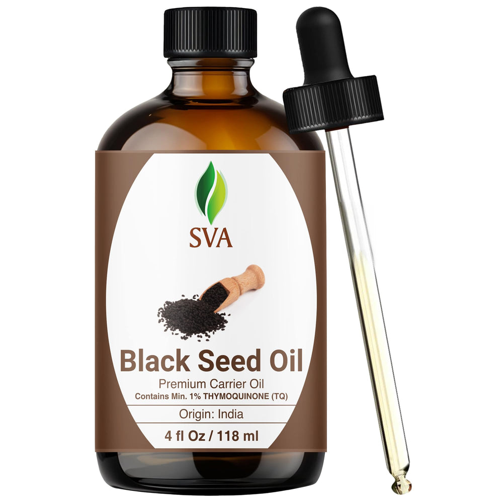 SVA ORGANICS Black Seed Oil bottle with dropper for easy, precise application