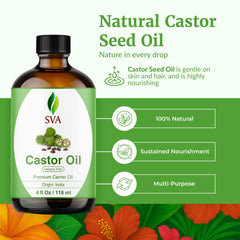 Close-up of glass bottle showing pure hexane-free castor oil quality