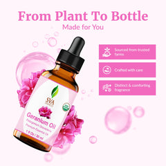 SVA Geranium essential oil applied for hair care and scalp massage.