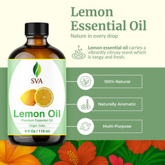 SVA ORGANICS Lemon Essential Oil dropper for precise, mess-free applications.