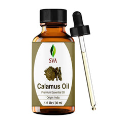 SVA ORGANICS Calamus essential oil bottle with dropper for easy application.