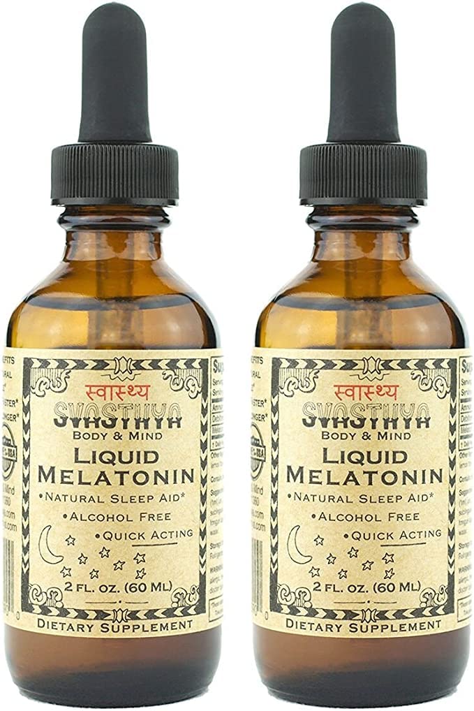 Svasthya Liquid Melatonin bottle and dropper for natural sleep support