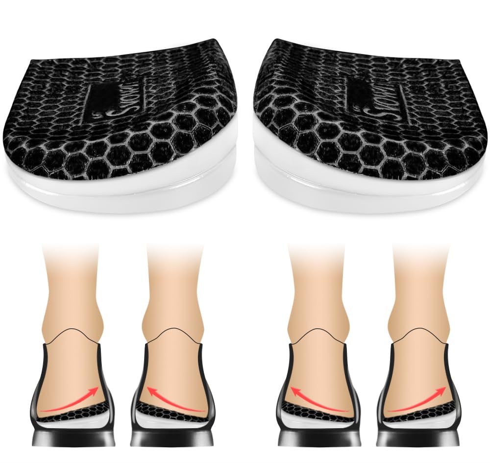 Svowin 3 Layers heel wedge top view demonstrates tilt for improved foot alignment.
