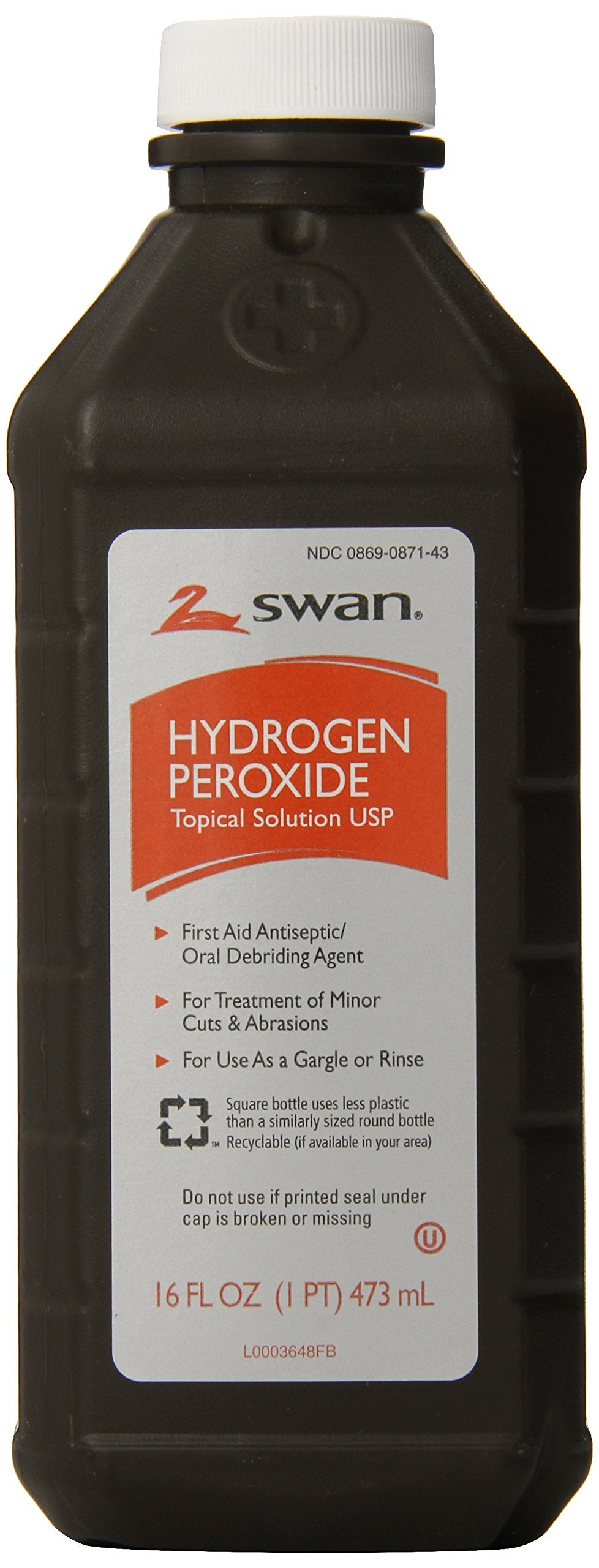 Swan peróxido de hidrógeno en botella, vertido para limpieza suave de heridas
