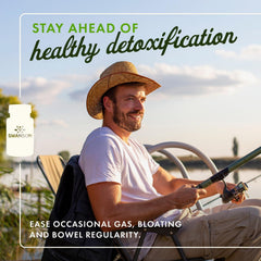 Pouring Swanson Activated Charcoal capsules for convenient digestive care.