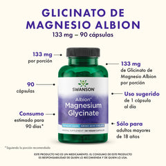 Label close-up of Swanson Albion Chelated Magnesium highlighting plant-based formula
