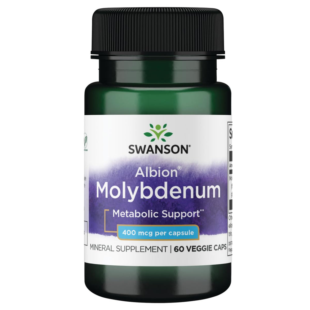 Swanson Albion Chelated Molybdenum bottle, easy-to-absorb mineral support.
