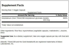 Swanson Albion Chelated Molybdenum capsules, vegetarian formula for daily use.
