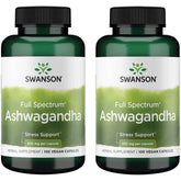 Swanson Ashwagandha Powder bottle front view for stress support and energy.