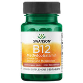 Swanson B-12 methylcobalamin bottle with 60 high-absorption tablets for daily wellness