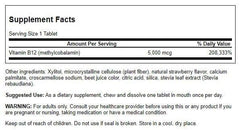Close-up of Swanson B-12 methylcobalamin label highlighting plant-based formulation