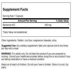 Swanson Berberine capsules showcase vegan gluten-free formulation for cardiovascular support