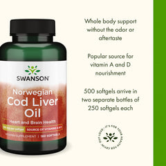 Swanson Cod Liver Oil supports bone, skin and vision health