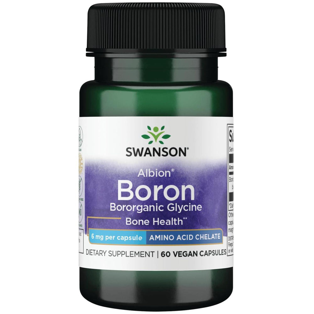 Swanson Boron Albion Boroganic bottle showing high absorption formulation for bone support