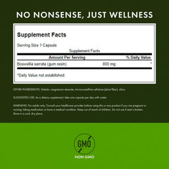 Swanson Boswellia capsules 800mg indicate potent daily joint comfort