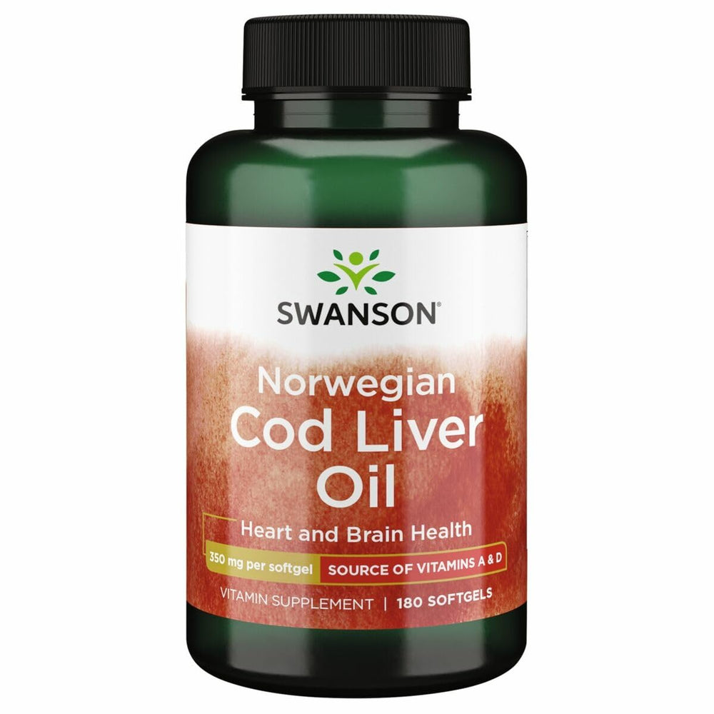 Swanson Cod Liver Oil bottle highlighting high absorption vitamin A for wellness