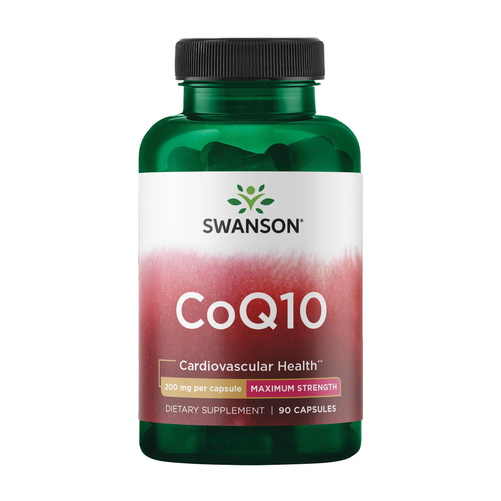 Swanson CoQ10 200 mg bottle front for daily cardiovascular support