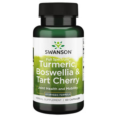Swanson Curcuma Boswellia Cereza Agria, botella de cápsulas para articulaciones