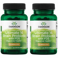 Swanson Dr. Stephen Langer's Formula bottle front with 16 strains highlighted for digestive support