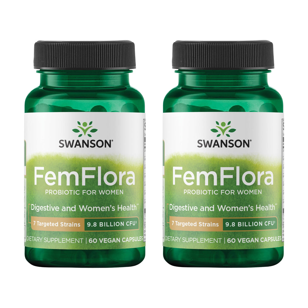 Swanson FemFlora bottle front view with 60 capsules for women's health support.