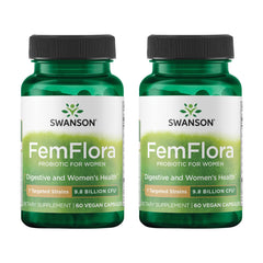 Swanson FemFlora bottle front view with 60 capsules for women's health support.
