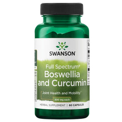 Swanson full spectrum boswellia-curcumin bottle promoting joint flexibility and ease of daily use.