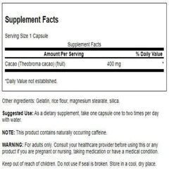 Swanson Full Spectrum Cacao capsules close-up showing easy-to-swallow daily use