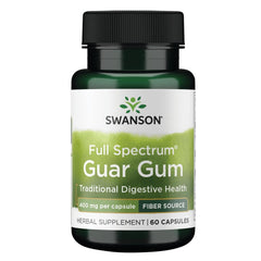 Swanson Full Spectrum Guar Gum bottle with capsules for daily fiber support.