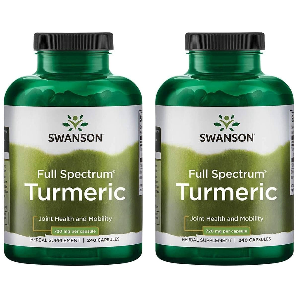 Swanson Full Spectrum Turmeric capsules bottle front highlighting joint support and overall wellness