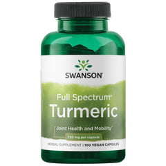 Swanson Full Spectrum Turmeric capsules bottle—promotes joint mobility and digestive support.