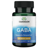 Swanson GABA bottle front view promoting relaxation potential with daily use